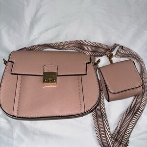 Pink and Gold Crossbody Bag with Braided Strap